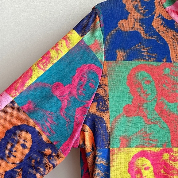 NASTY GAL Kitsch Postcard Mesh Cropped Top, Multicolored, Size 14, NWT - Picture 14 of 16